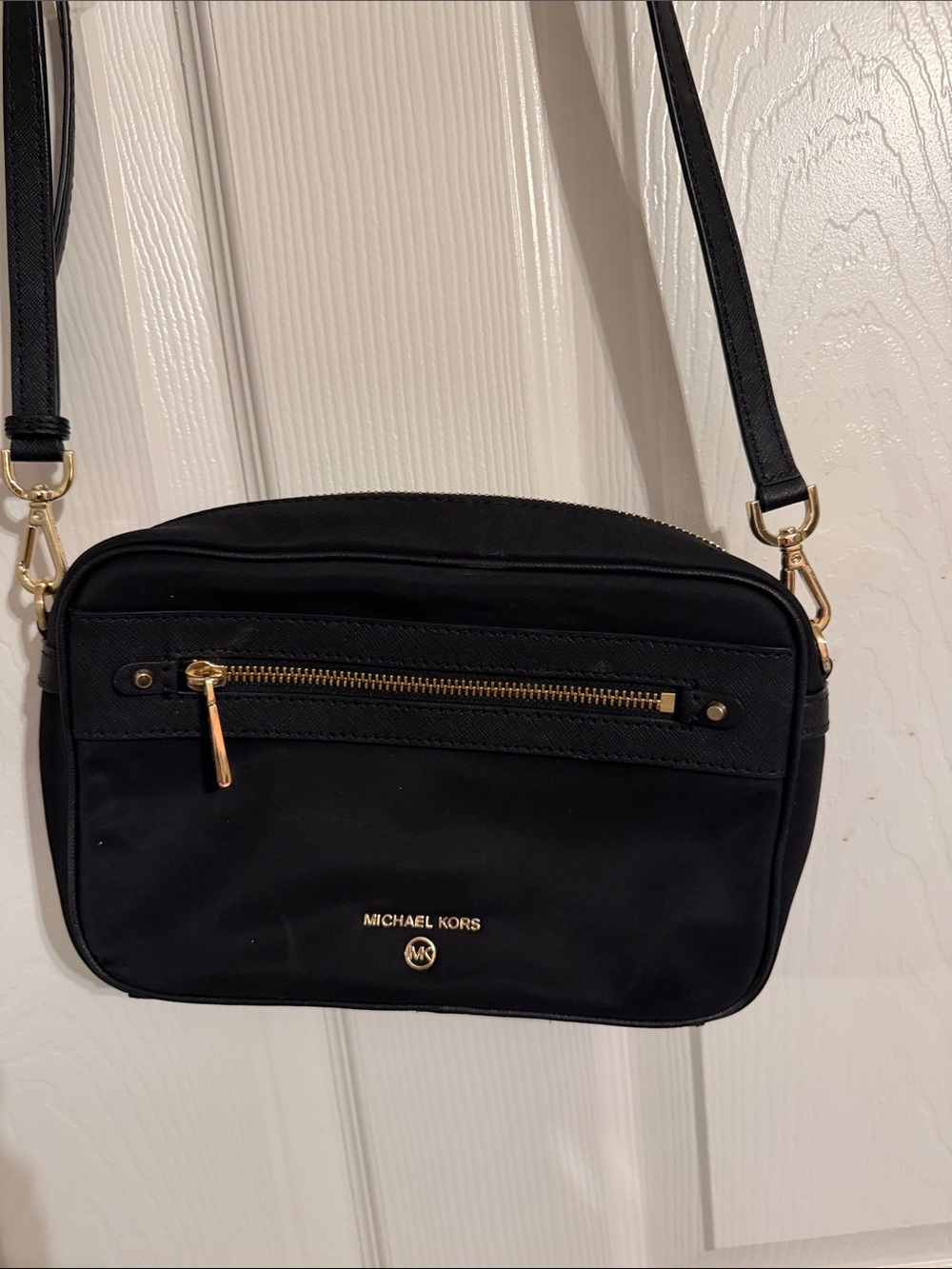 Michael Kors Black and Gold Crossbody Camera Bag